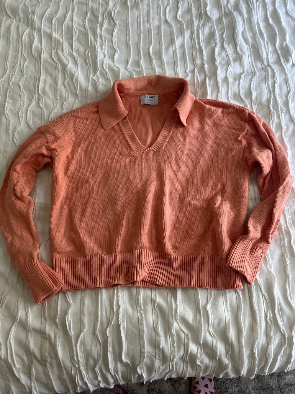 Old Navy Coral V-Neck Collared Women's Sweater